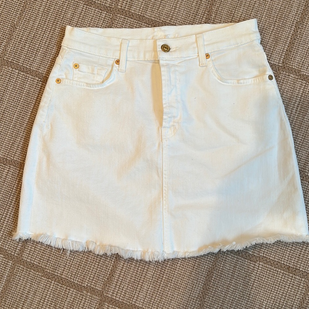 7 For All Mankind white denim skirt